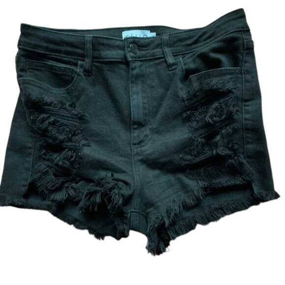 NEW - CELLO Jeans Women's Juniors High Rise Ripped Denim Shorts - large - Picture 1 of 7